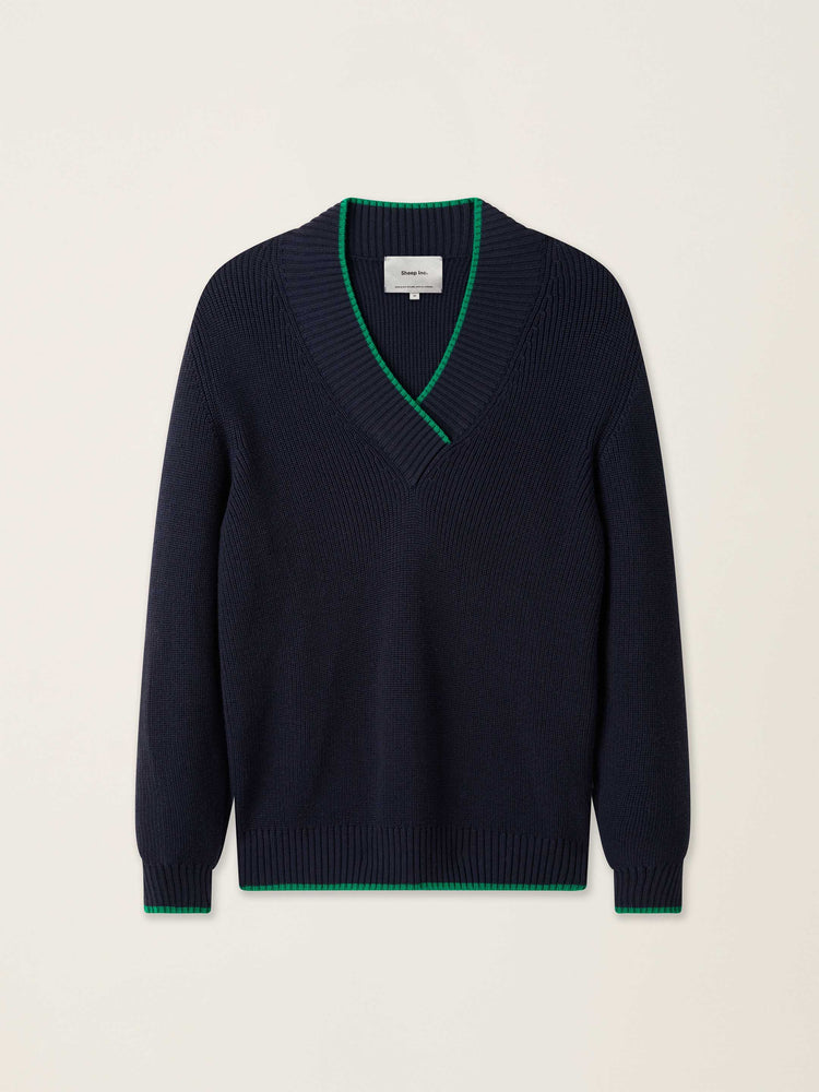 The Vale V-Neck Pacific Blue Image